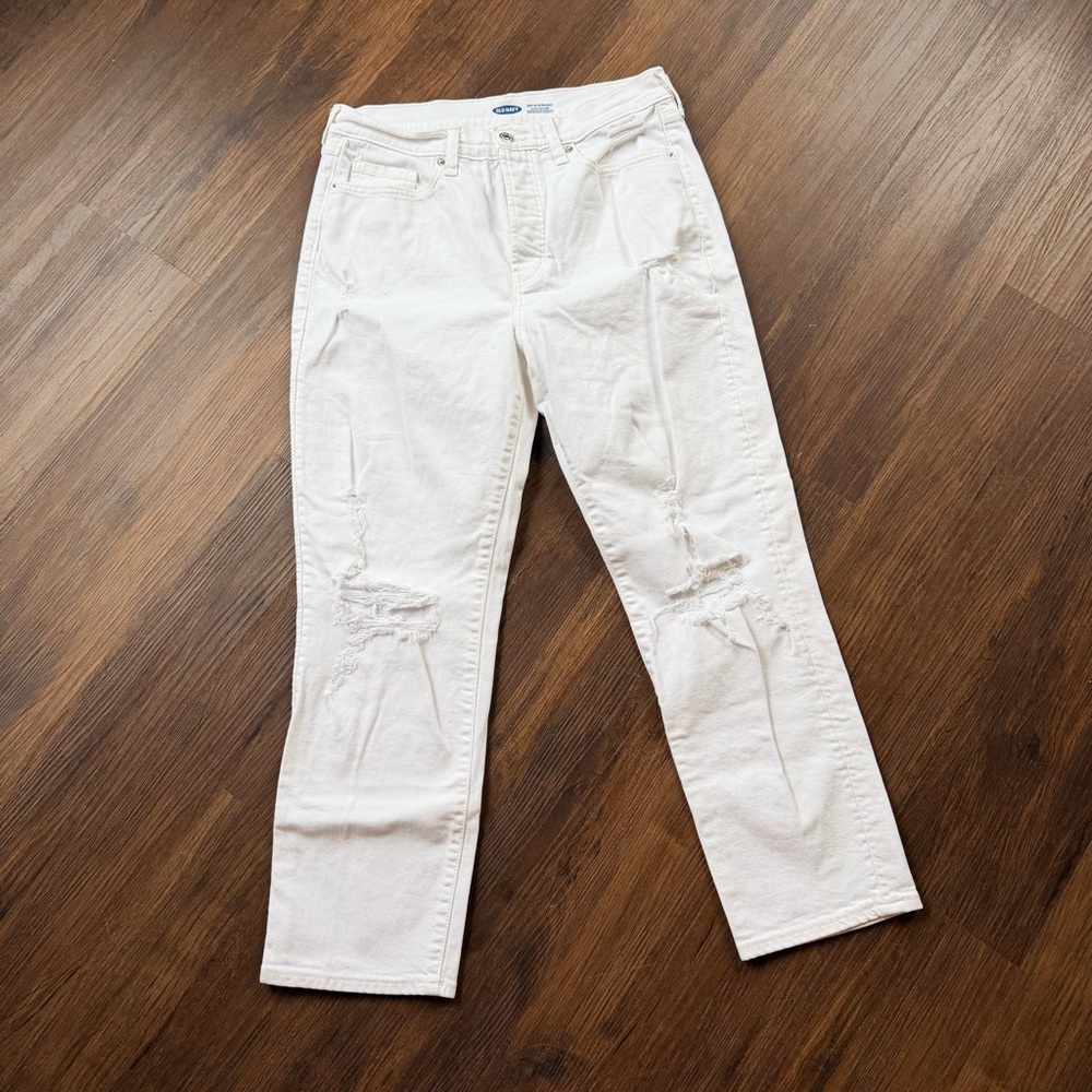 Old Navy Off-White Distressed Jeans